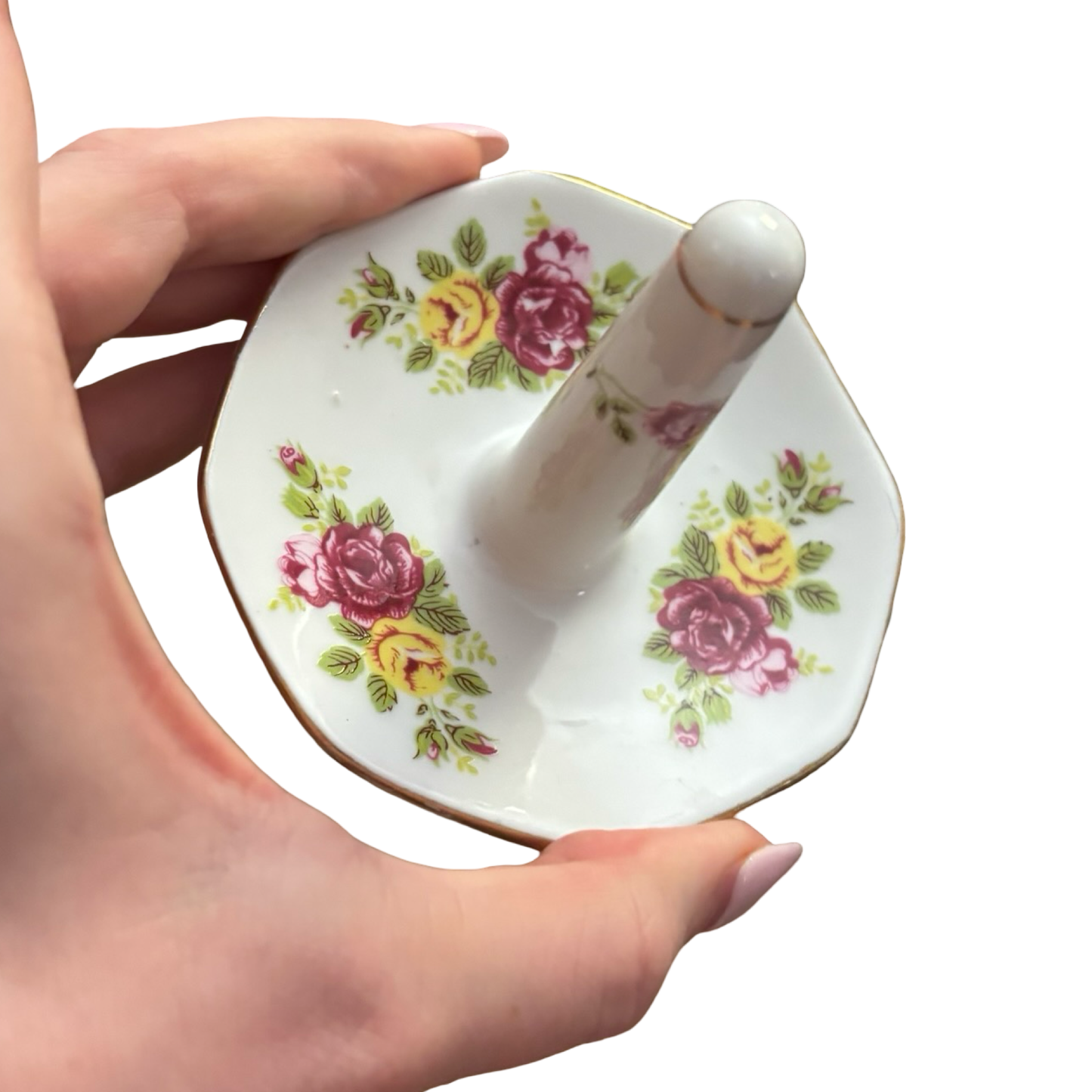 Porcelain Floral Ring Holder Dish
