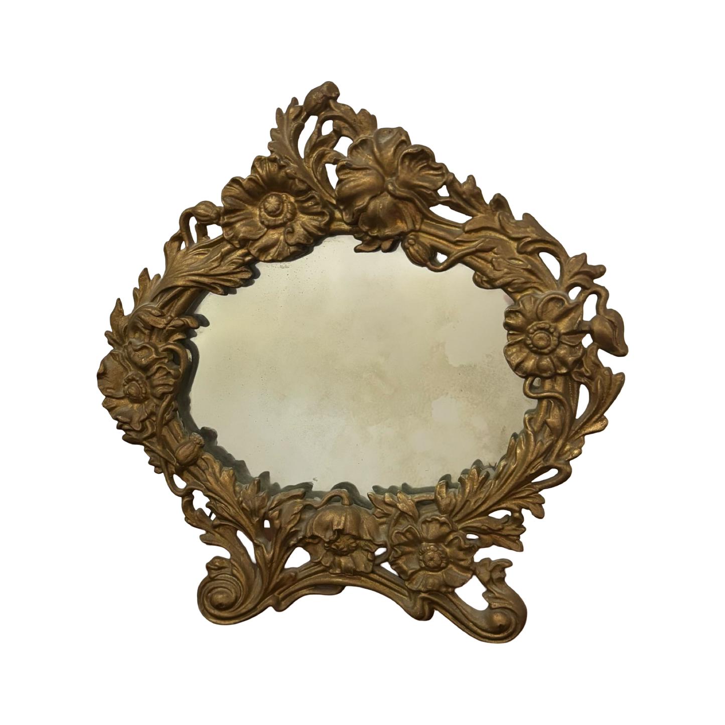 Antique Golden Floral Mirror