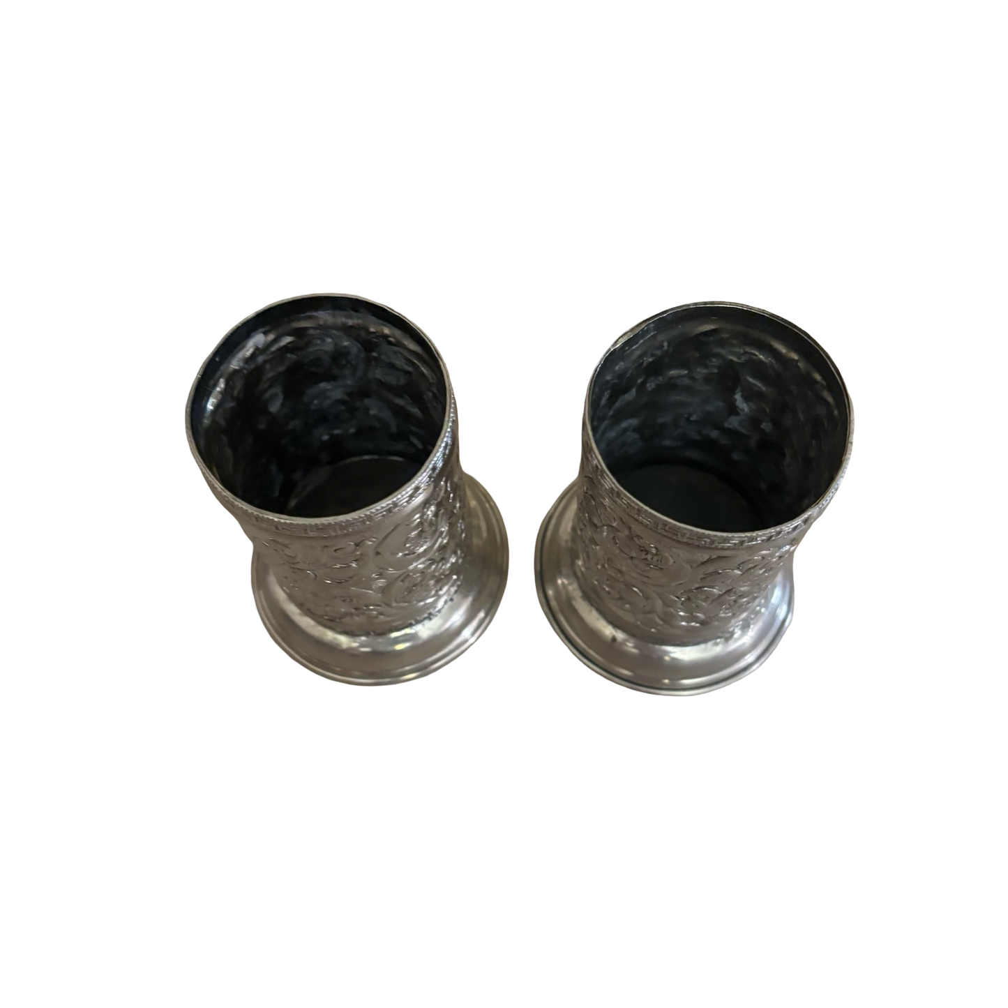 Silver Embossed Greek Key Vase Set