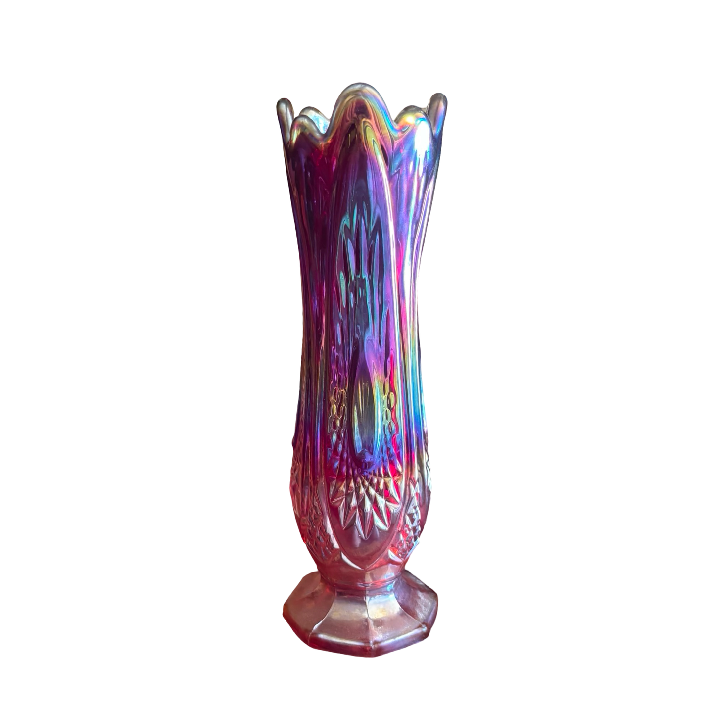 Carnival Glass Swung Vase