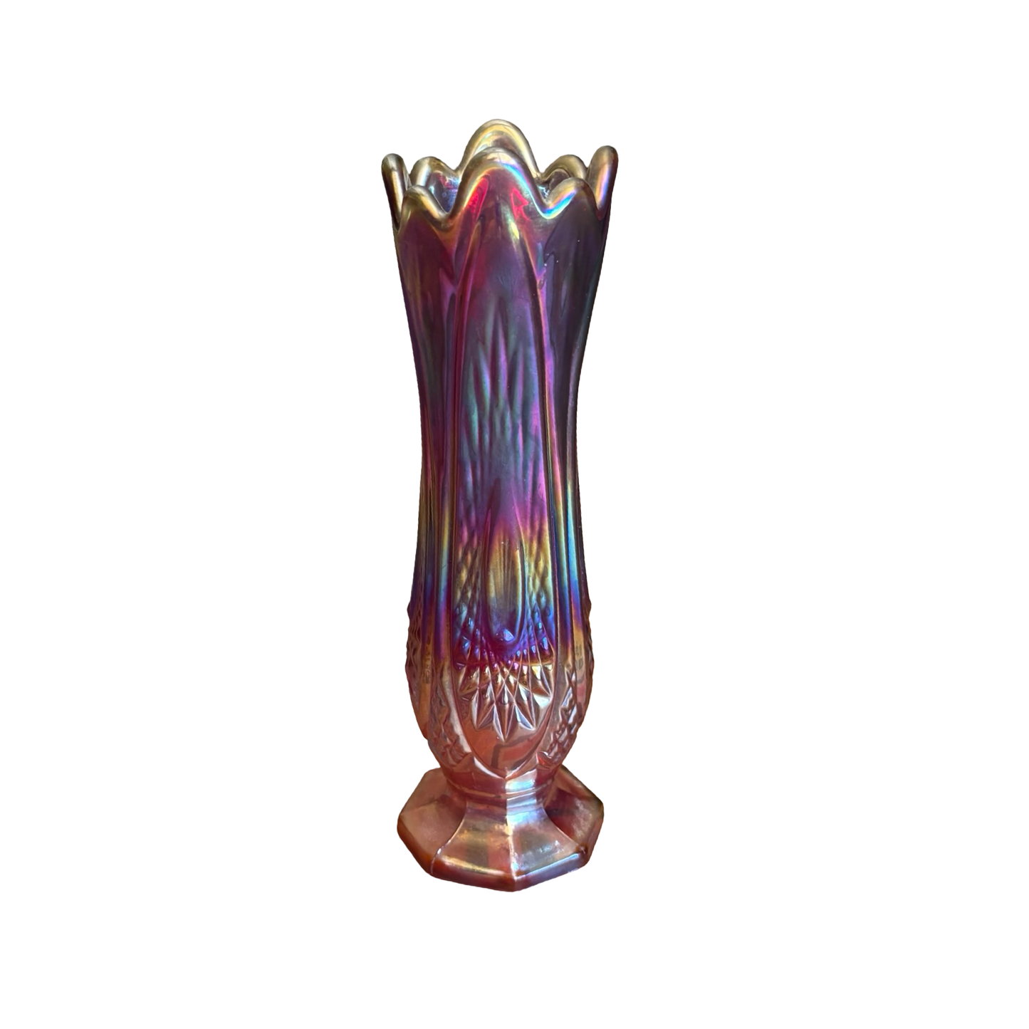 Carnival Glass Swung Vase