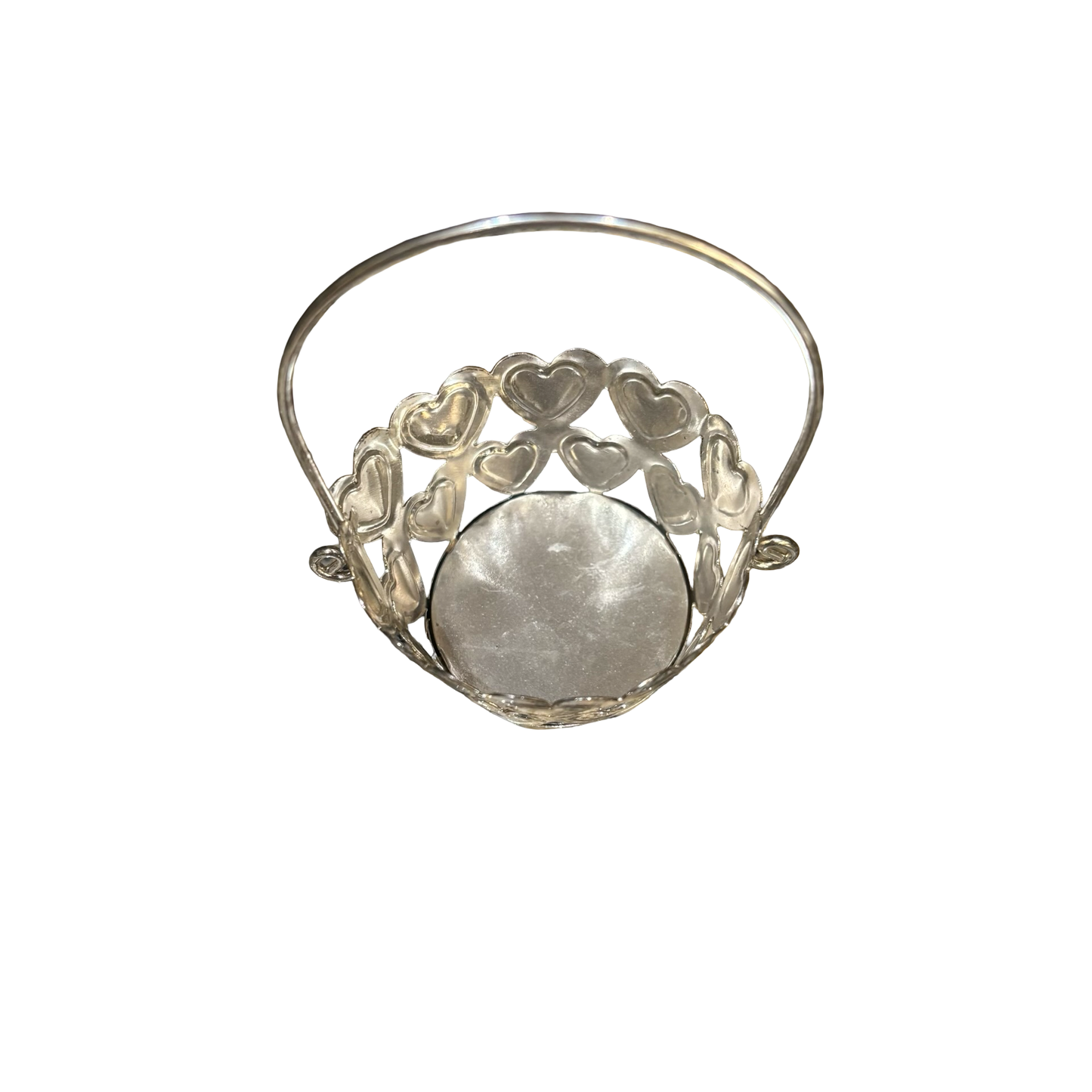 Mini Silver Metal Hearts Basket