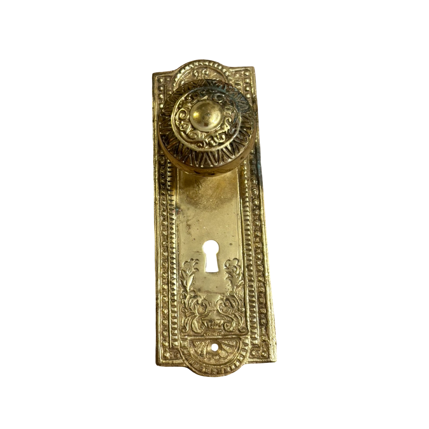 Brass Ornate Doorknob with Backplate