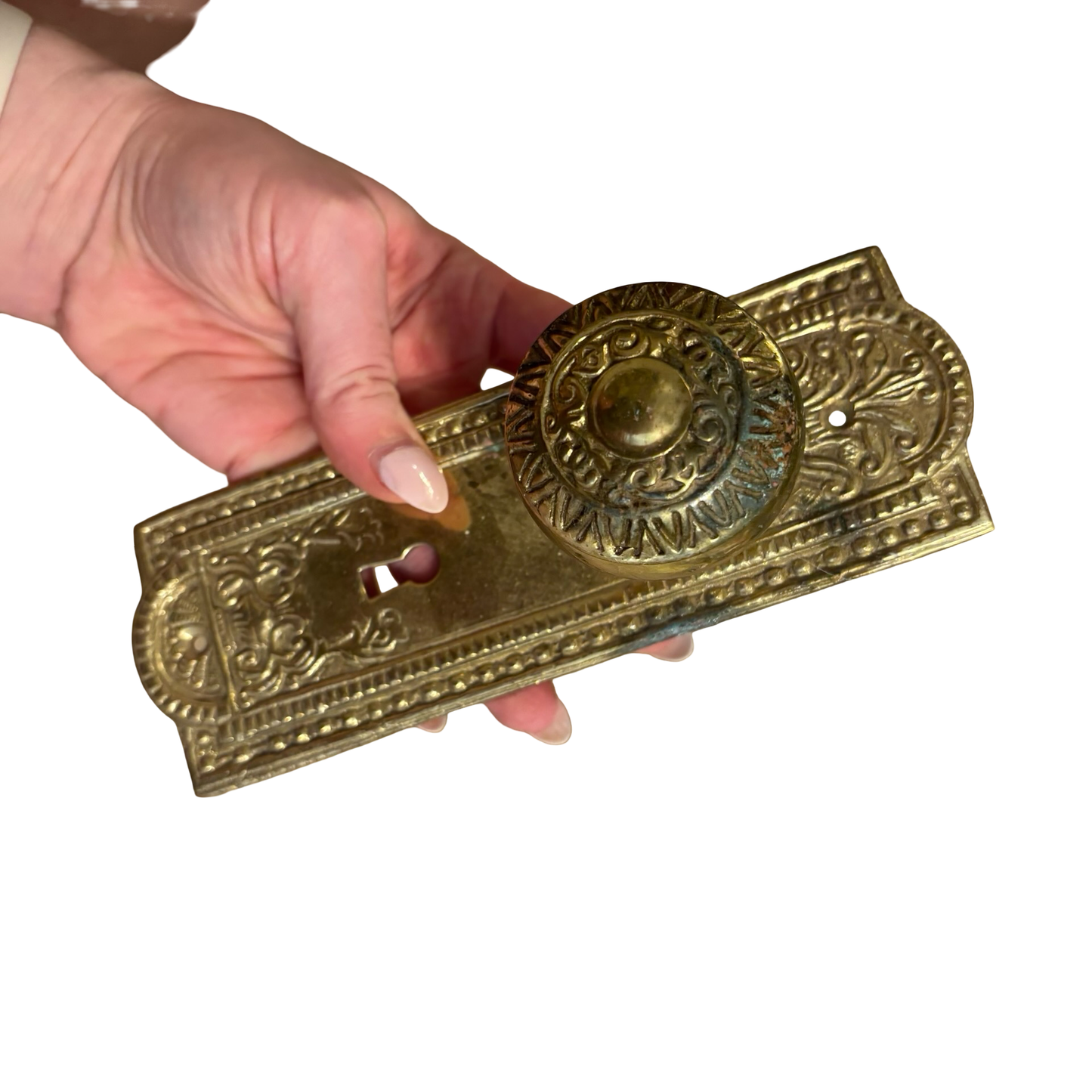 Brass Ornate Doorknob with Backplate