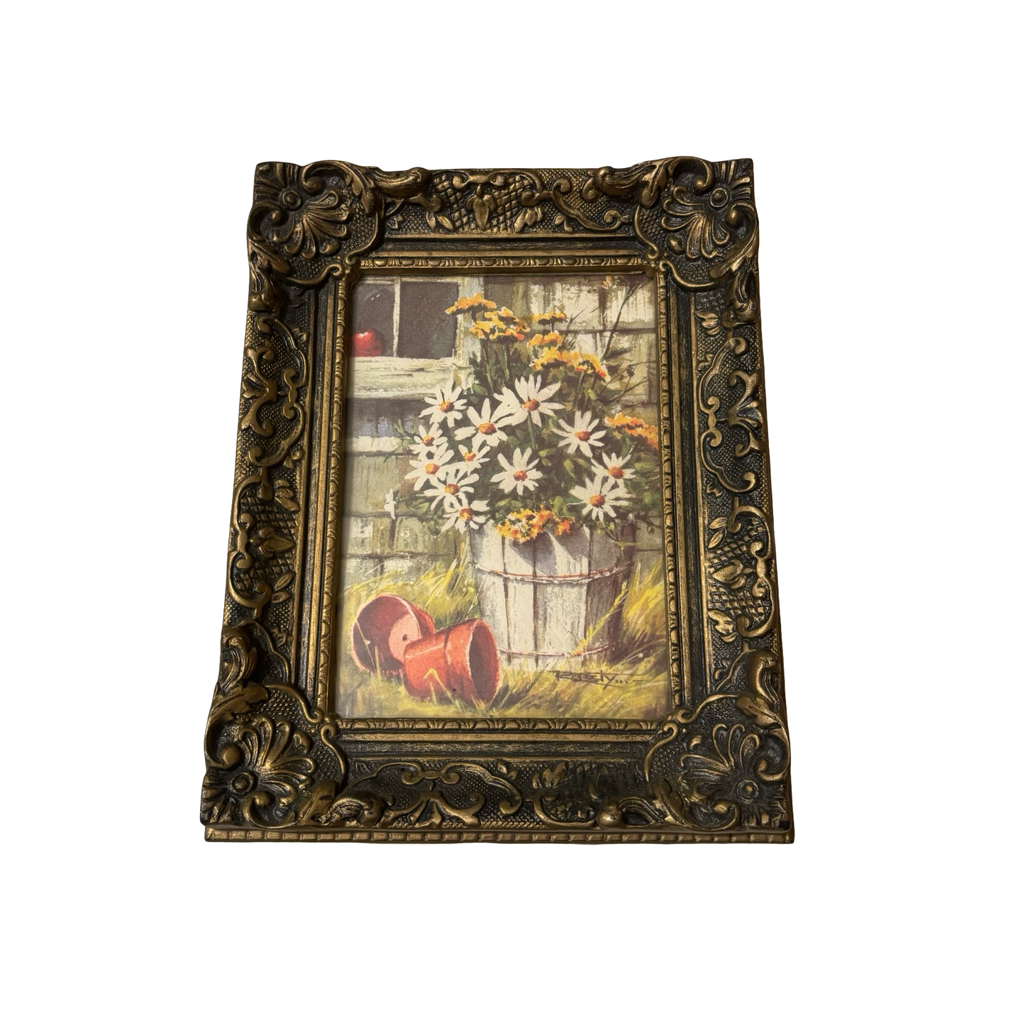 Ornate Gold Frame with Floral Print