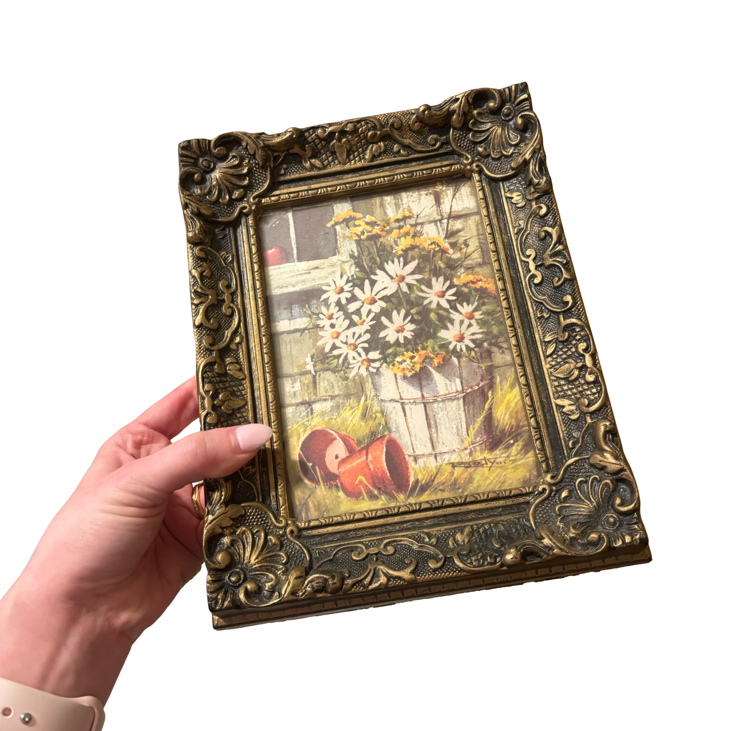 Ornate Gold Frame with Floral Print