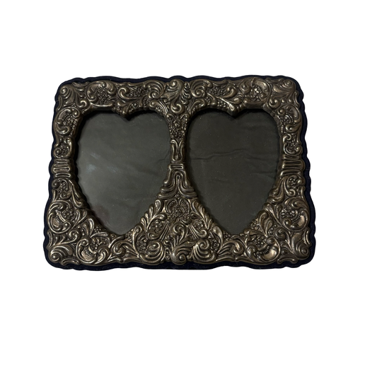Double Heart Silver Plate Frame