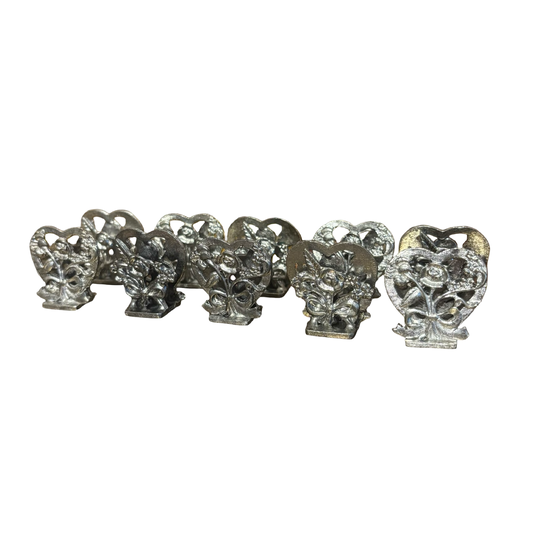 Silver Plate Flower and Bow Place Card Holders