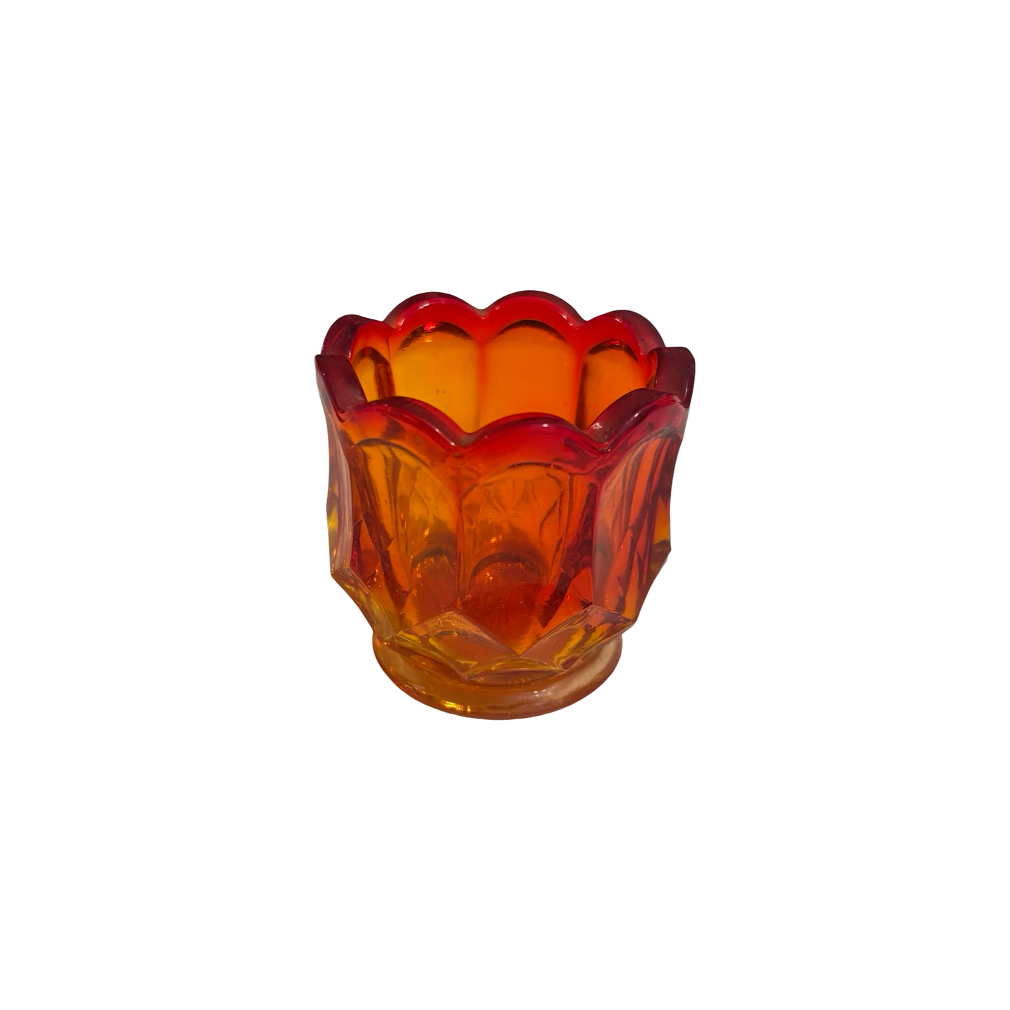 L.E. Smith Dominion Flame Amberina Glass Toothpick Holder