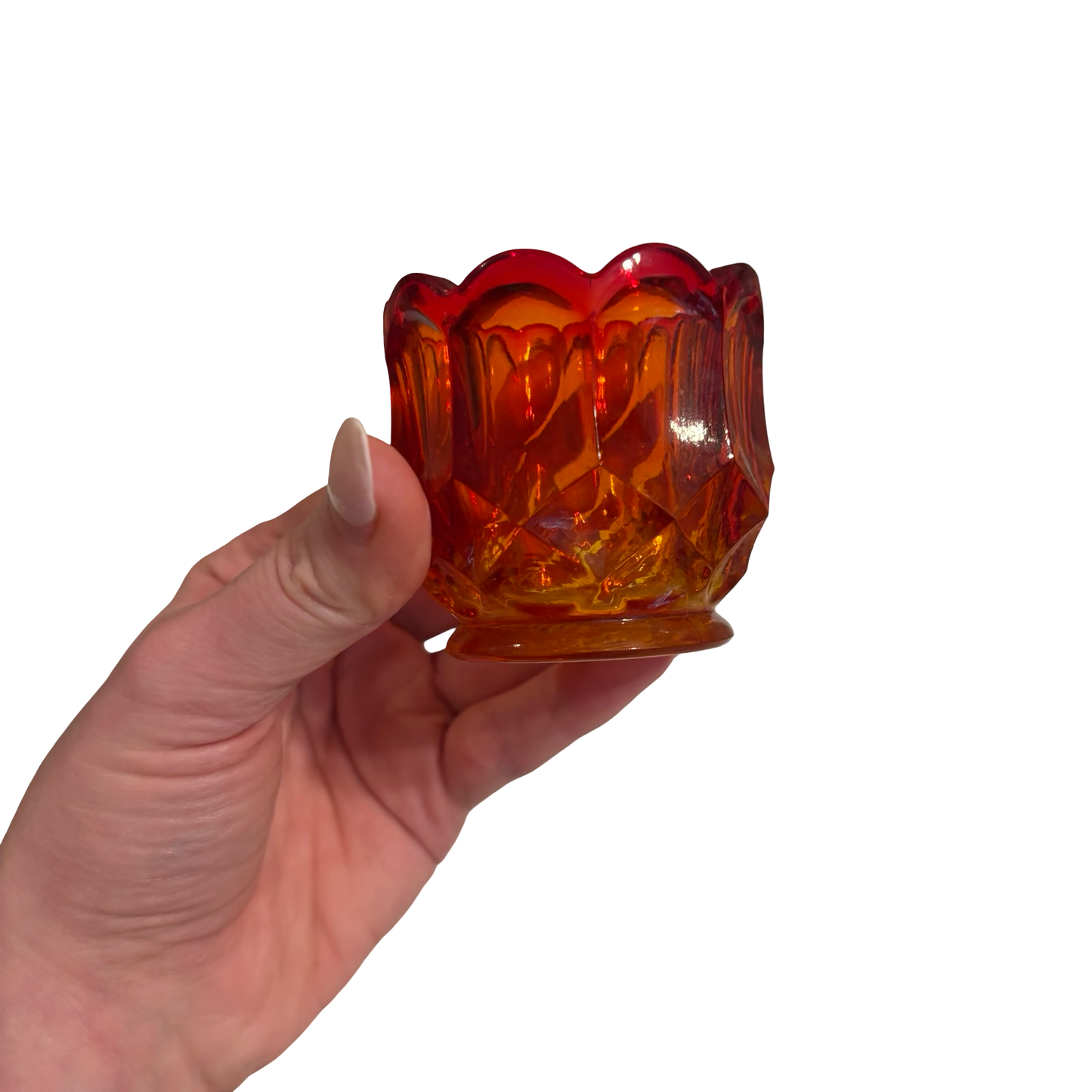 L.E. Smith Dominion Flame Amberina Glass Toothpick Holder