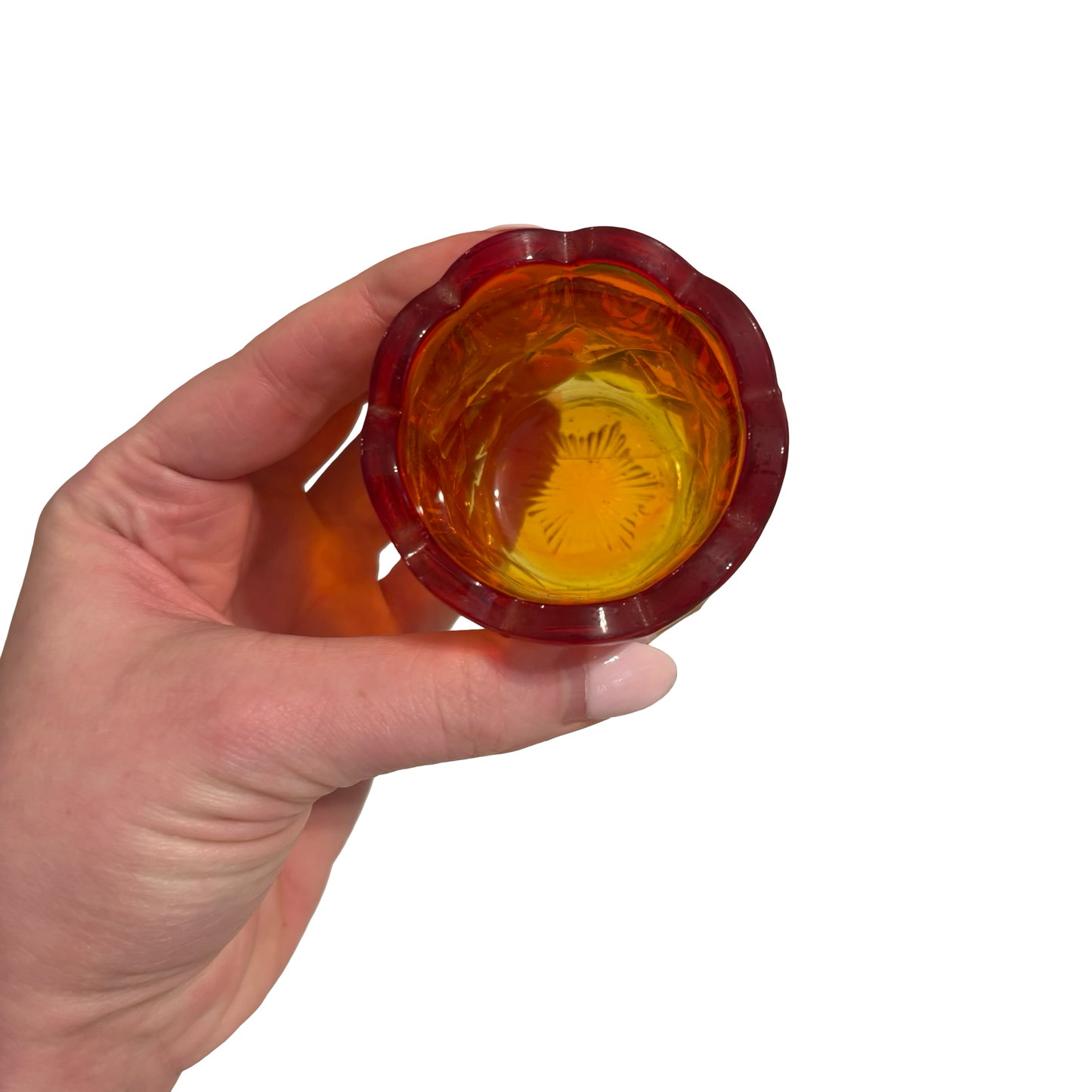 L.E. Smith Dominion Flame Amberina Glass Toothpick Holder