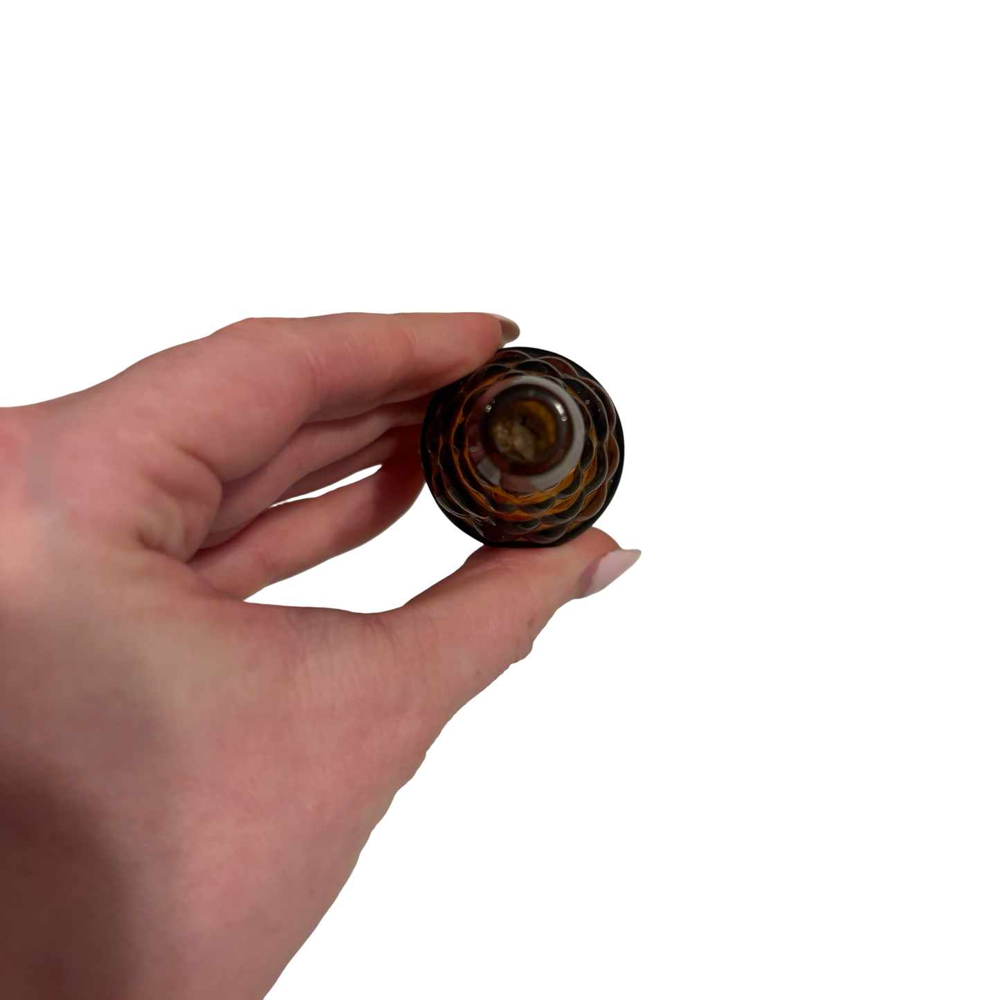 Amber Glass Wheaton Drum and Grapes Mini Bottle