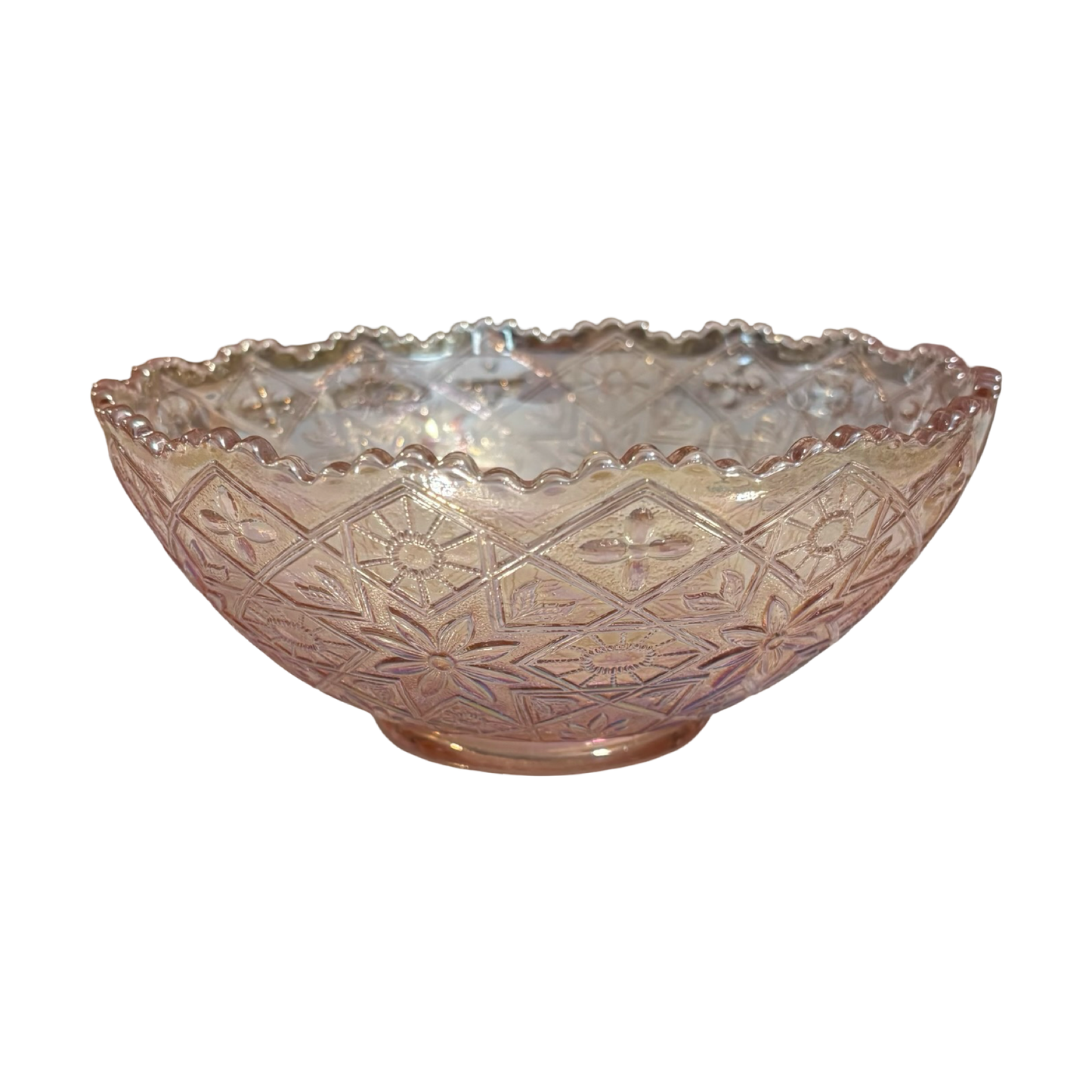 Iridescent Pink Hattie Glass Bowl by Imperial Glass Company