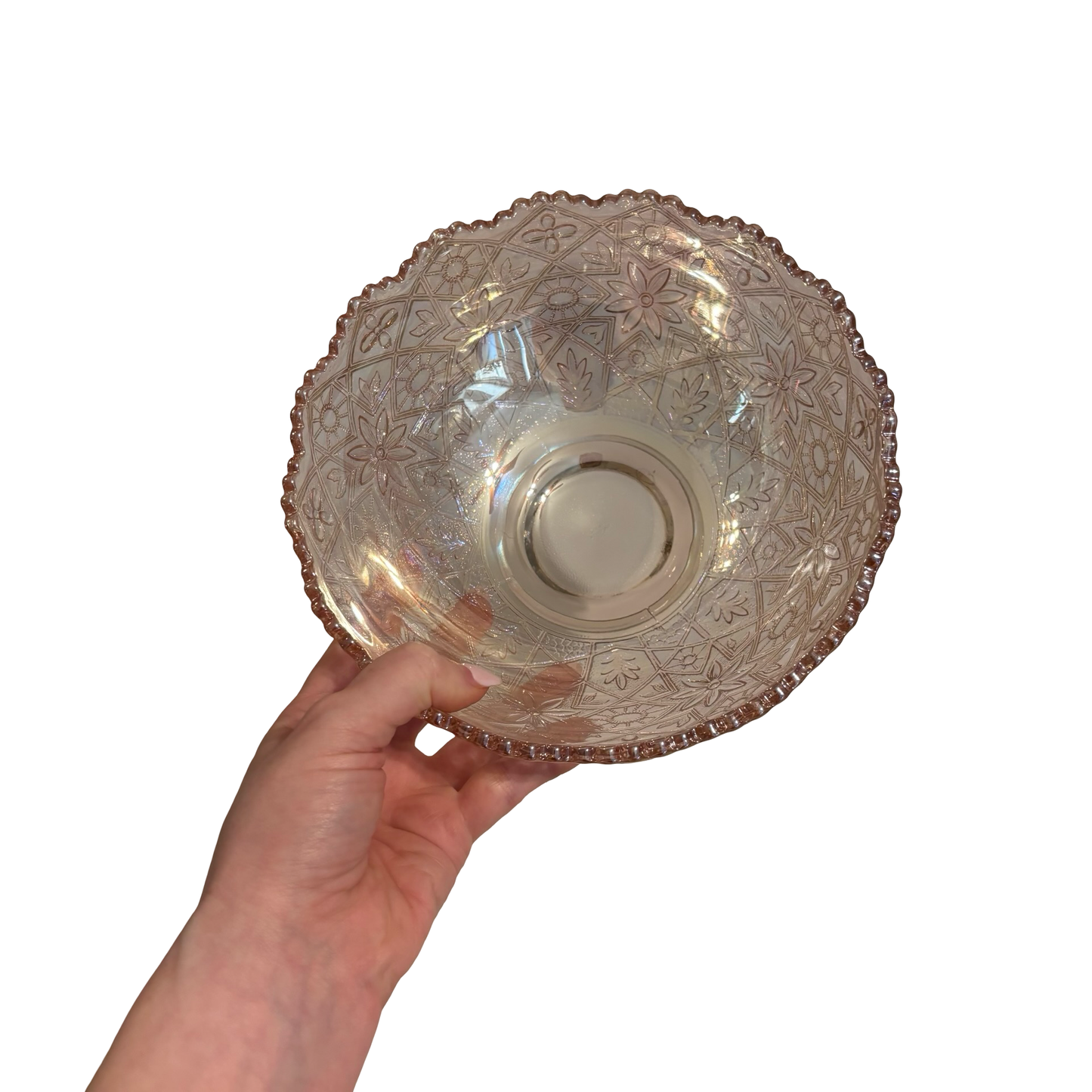 Iridescent Pink Hattie Glass Bowl by Imperial Glass Company