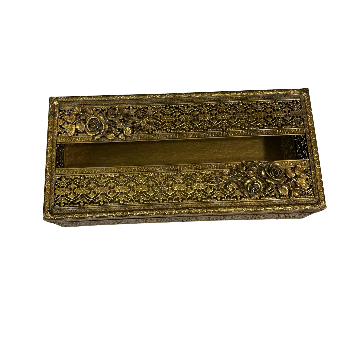 Hollywood Regency Gold Filigree Tissue Box