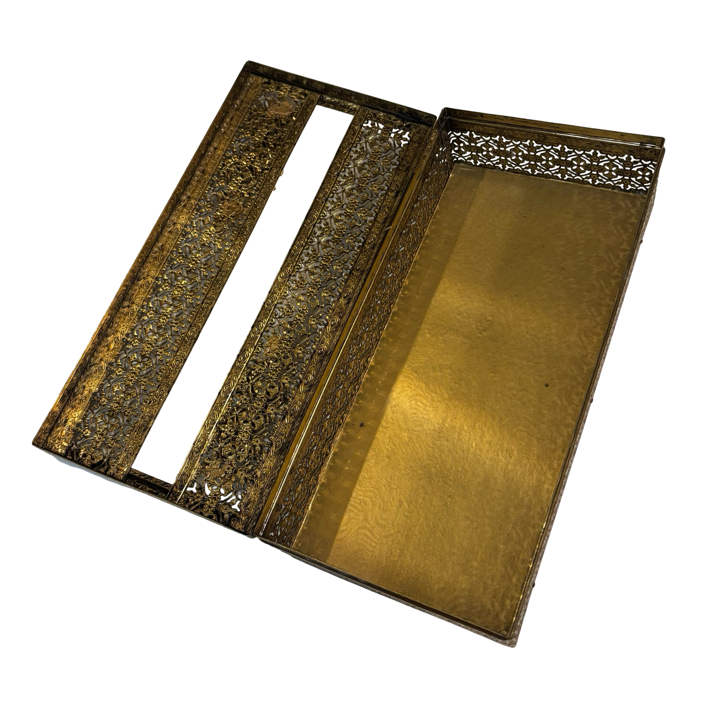 Hollywood Regency Gold Filigree Tissue Box