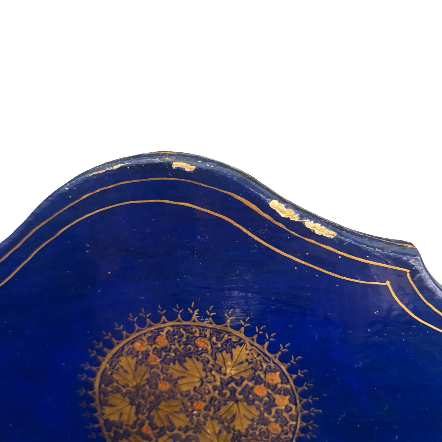 Lacquered Blue and Gold Wooden Letter Holder