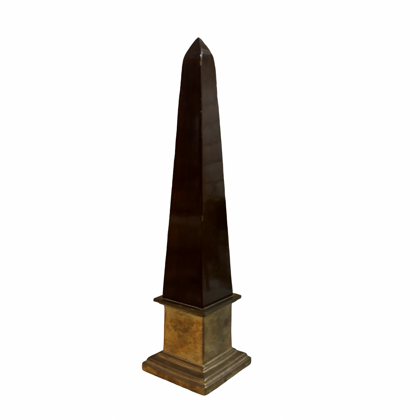 Brass and Wood Obelisk