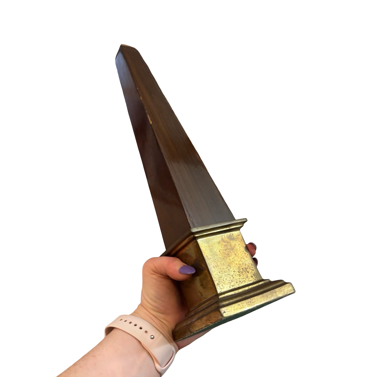 Brass and Wood Obelisk