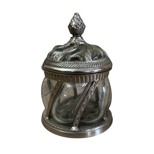 Silver Caged Bubble Glass Apothecary Jar