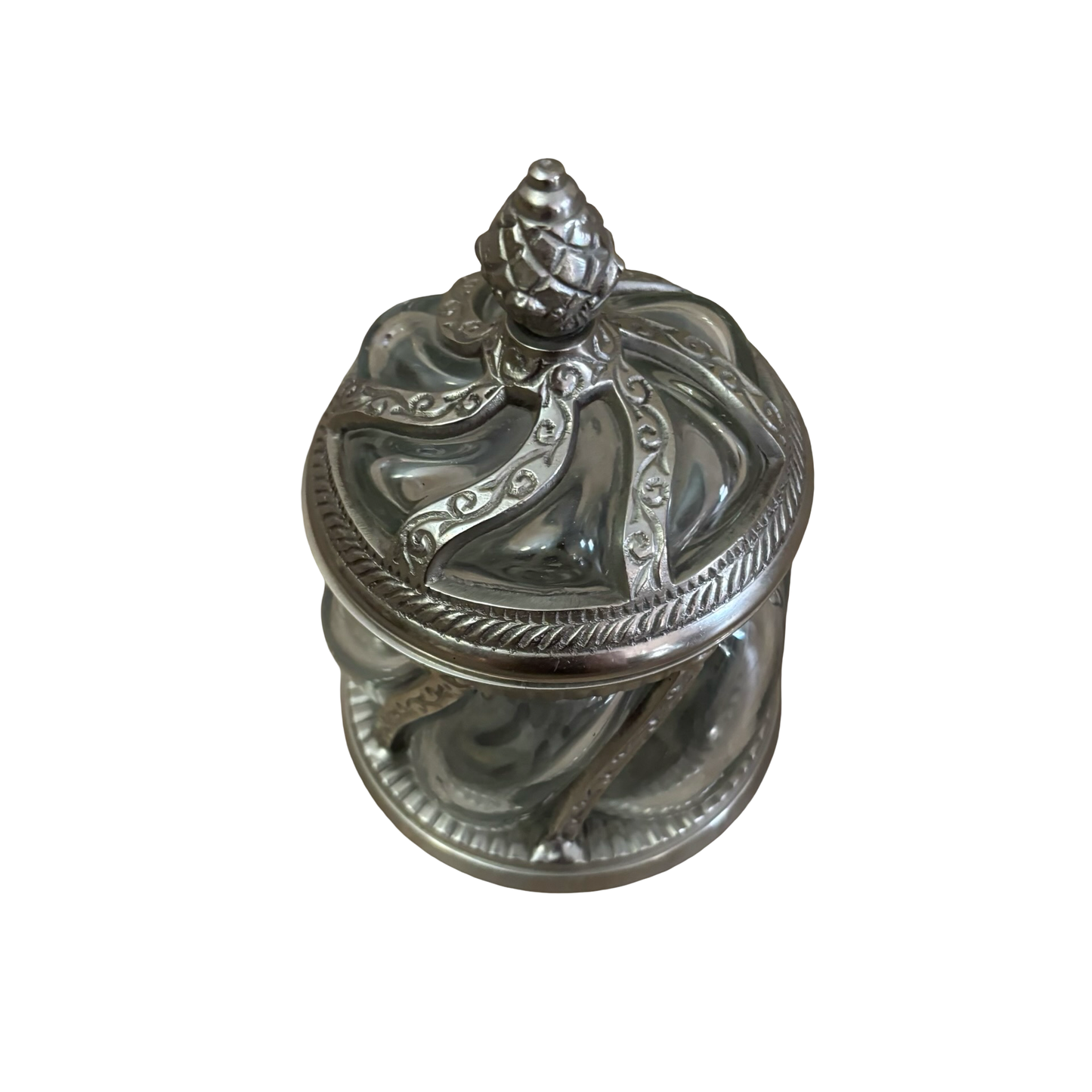 Silver Caged Bubble Glass Apothecary Jar