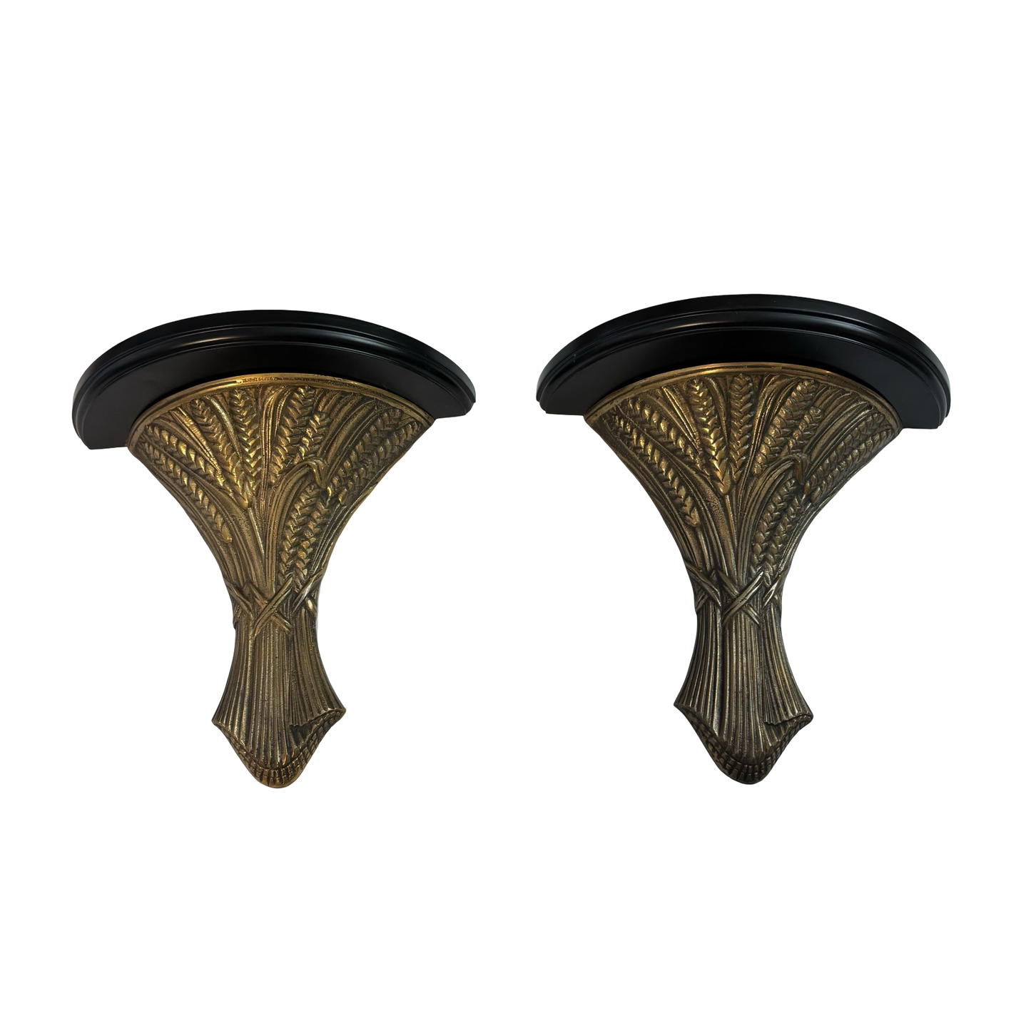 Brass Wheat Wall Bracket/Shelf Pair