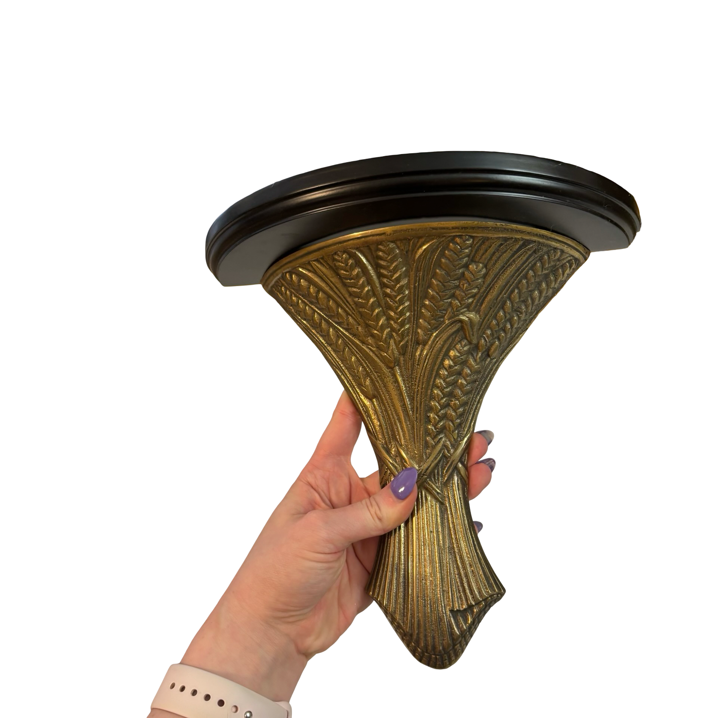 Brass Wheat Wall Bracket/Shelf Pair