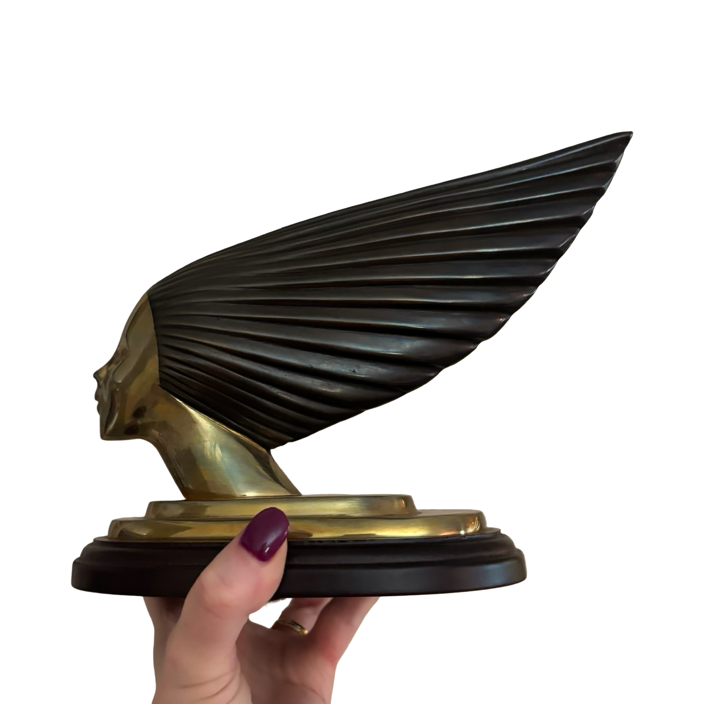 Victoire Art Deco “Spirit of the Wind” Brass Woman Sculpture