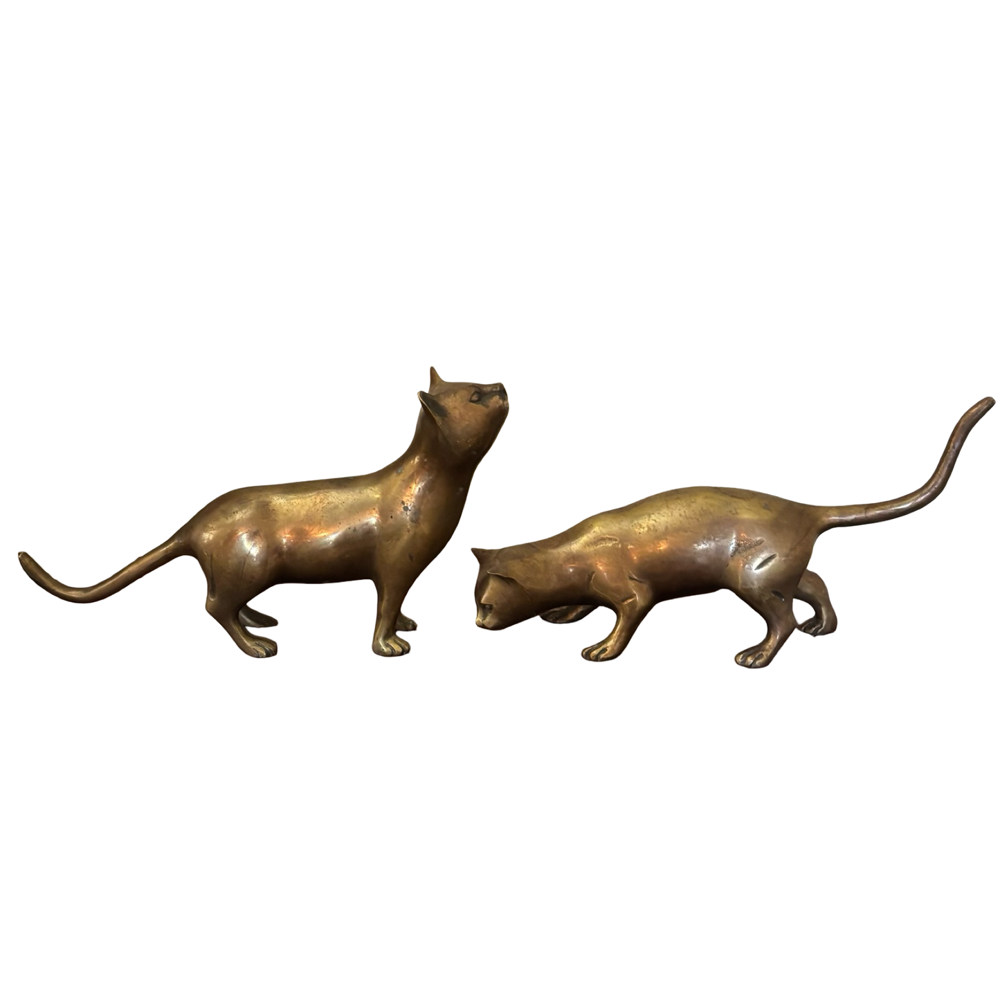 Large Brass Cat Pair