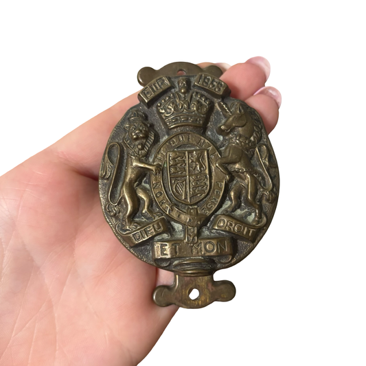 1953 Dieu et Mon Droit Queen Elizabeth II Coronation Brass Door Knocker