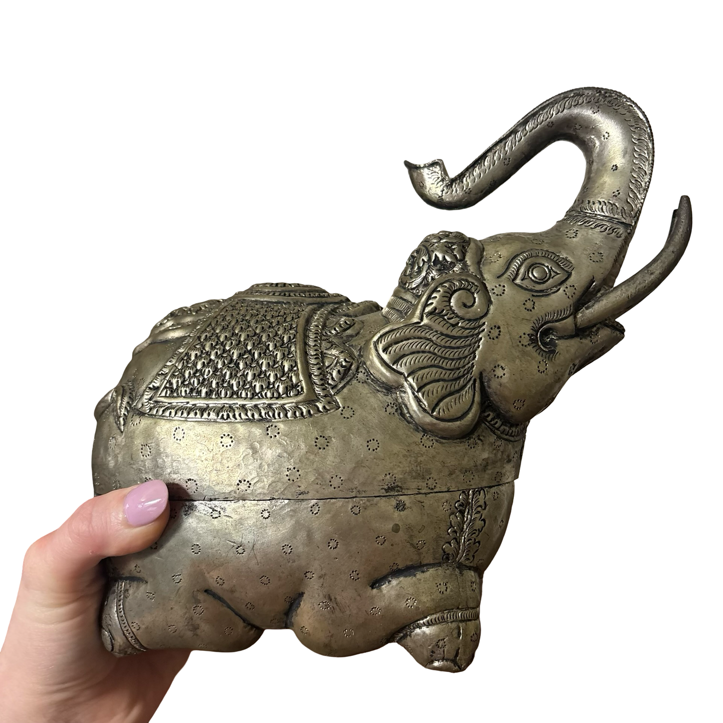 80% Silver Betel Nut Elephant Box