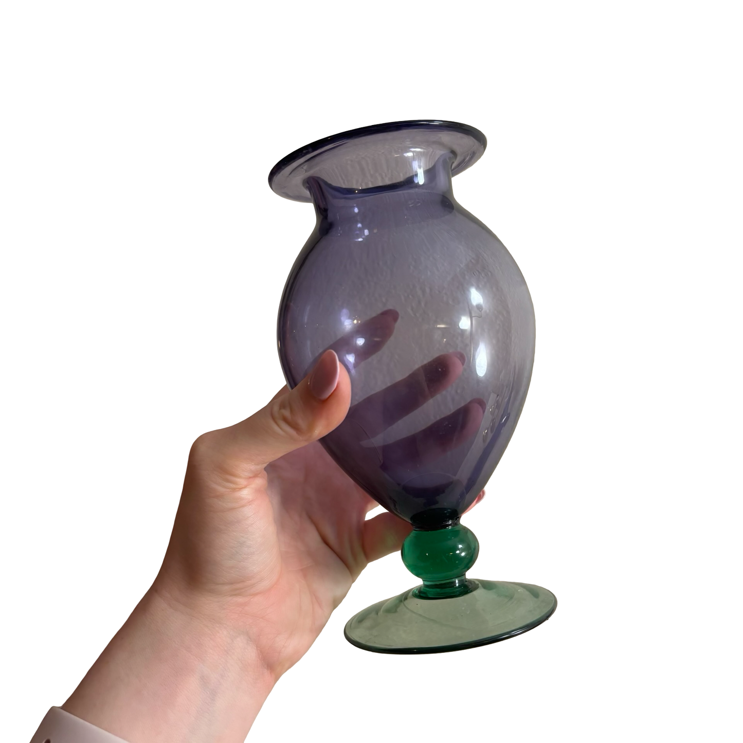 Tiffin Purple and Green Glass Vase