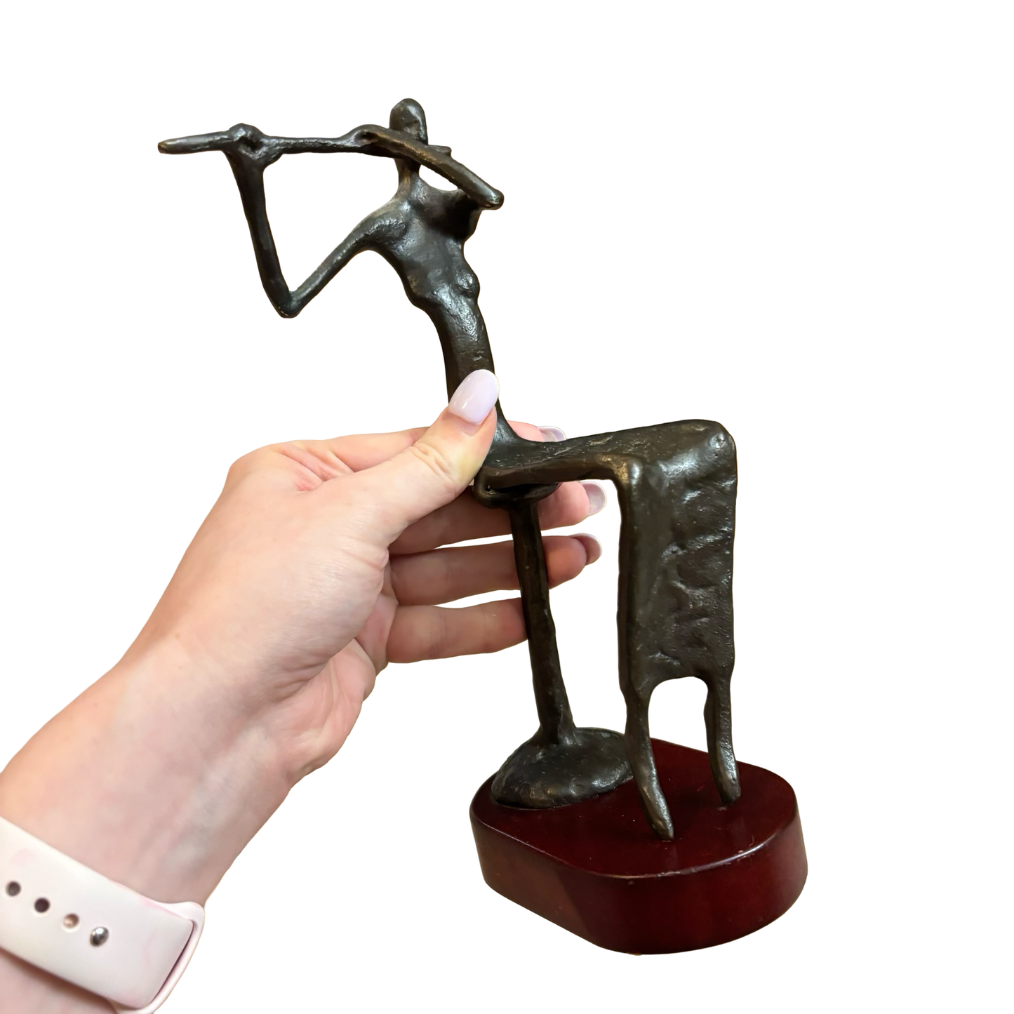 Cast Metal Flutist Sculpture