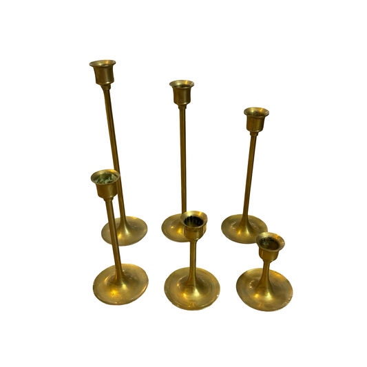 Brass Graduated Candlestick Set of Six