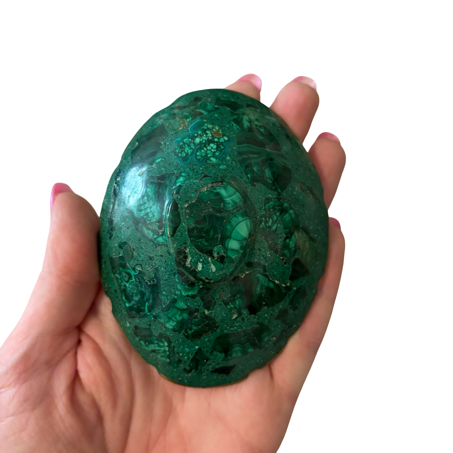 Small Brass Rimmed Malachite Bowl