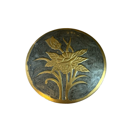 Brass Floral Enameled Box