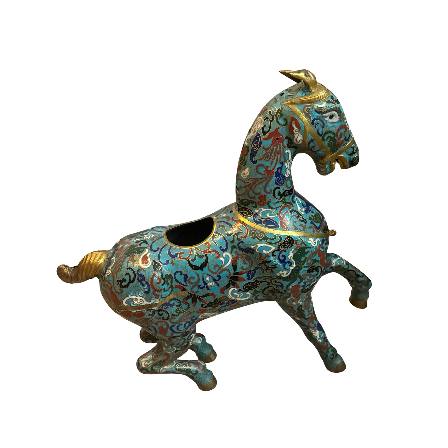 Brass Cloisonné Horse Incense Burner
