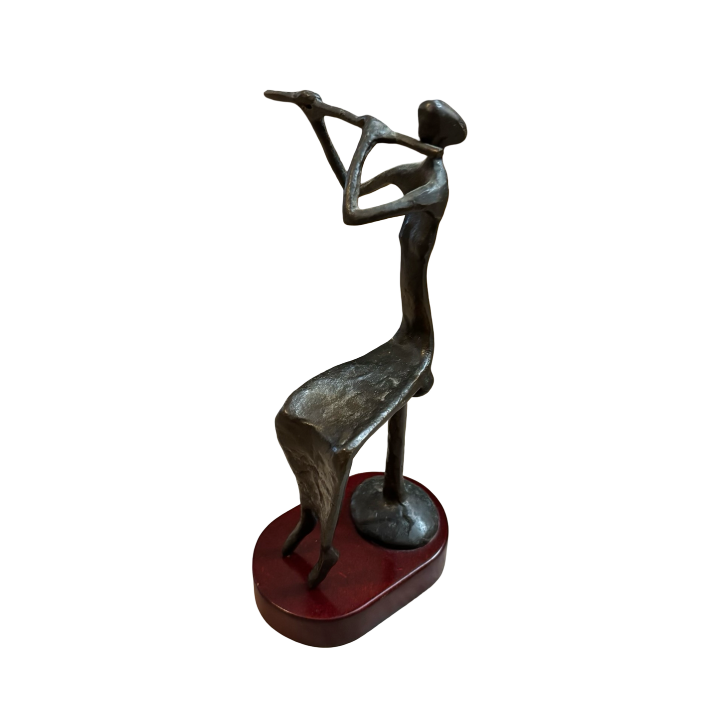 Cast Metal Flutist Sculpture