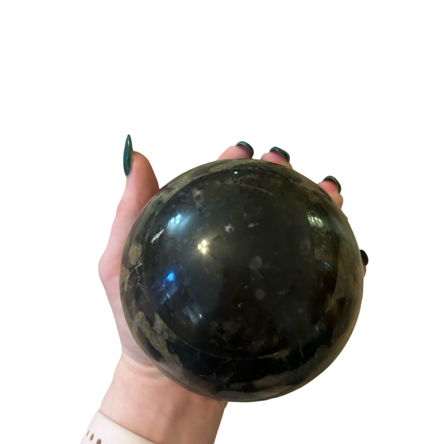 Large Brass Stand with Marble Striped Ball