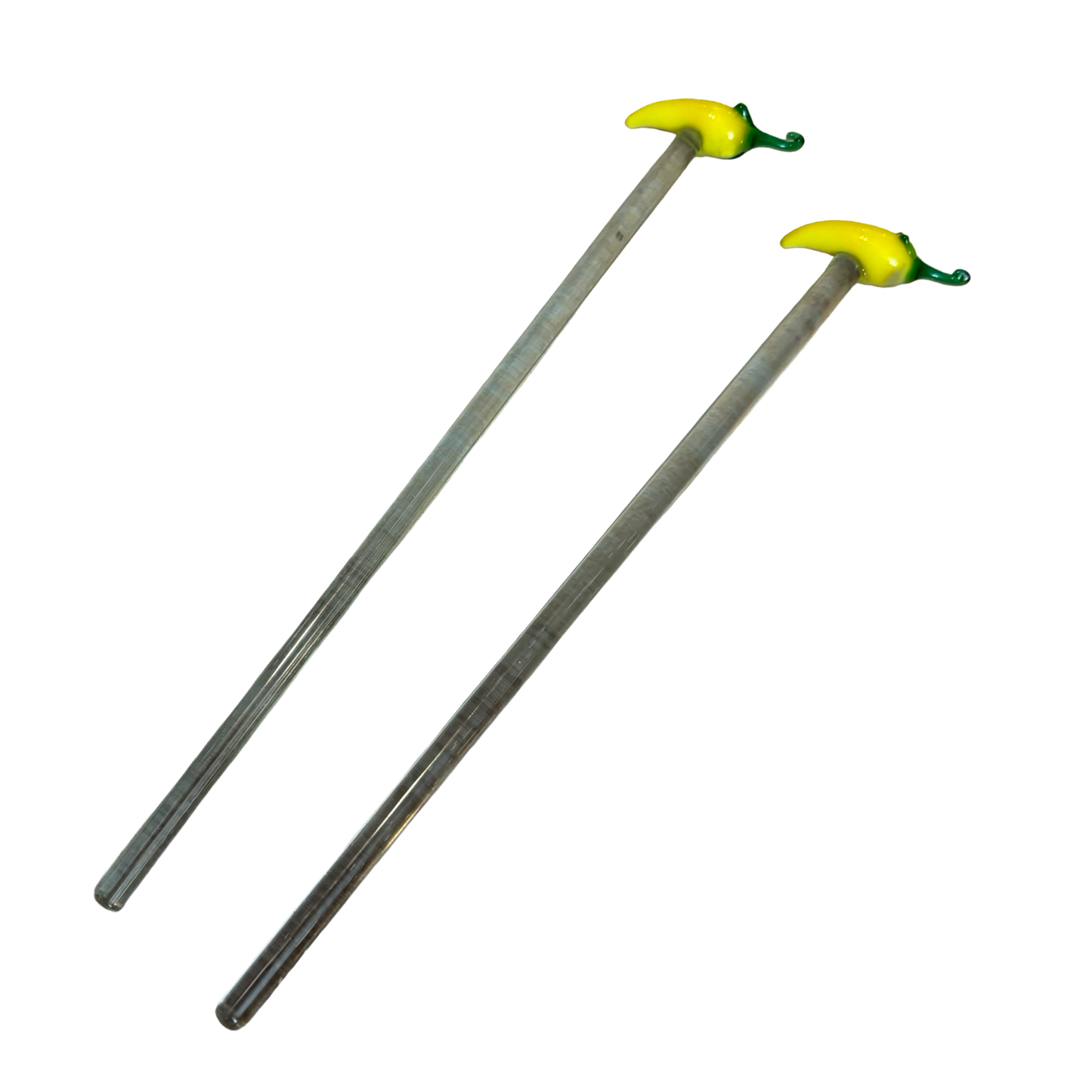 Set of Two Glass Pepper Cocktail Stirrers