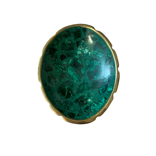 Small Brass Rimmed Malachite Bowl