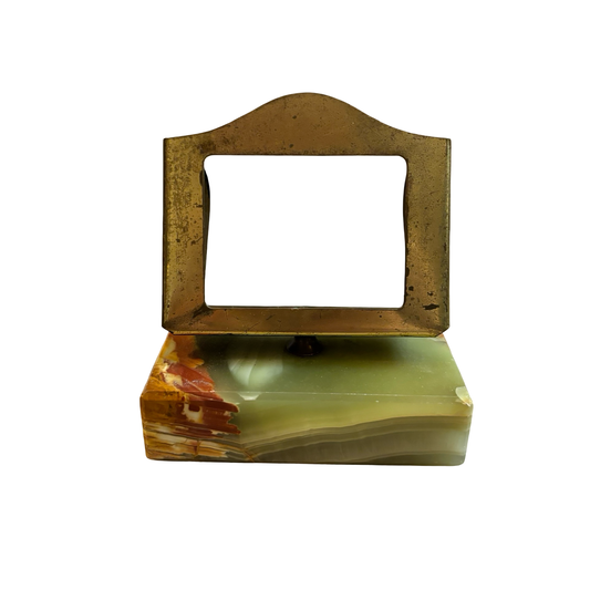 Brass and Green Onyx Business Card Stand