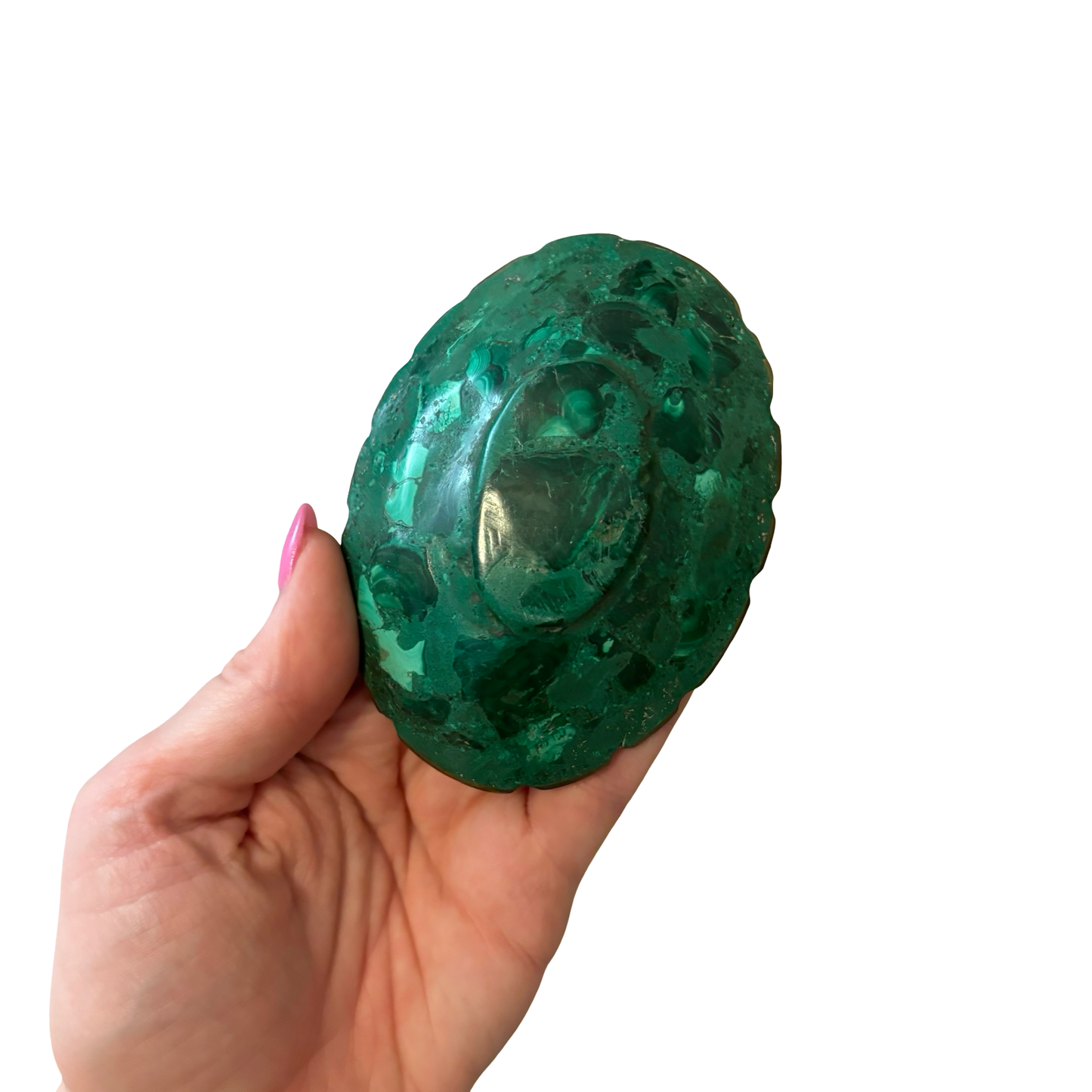 Small Brass Rimmed Malachite Bowl