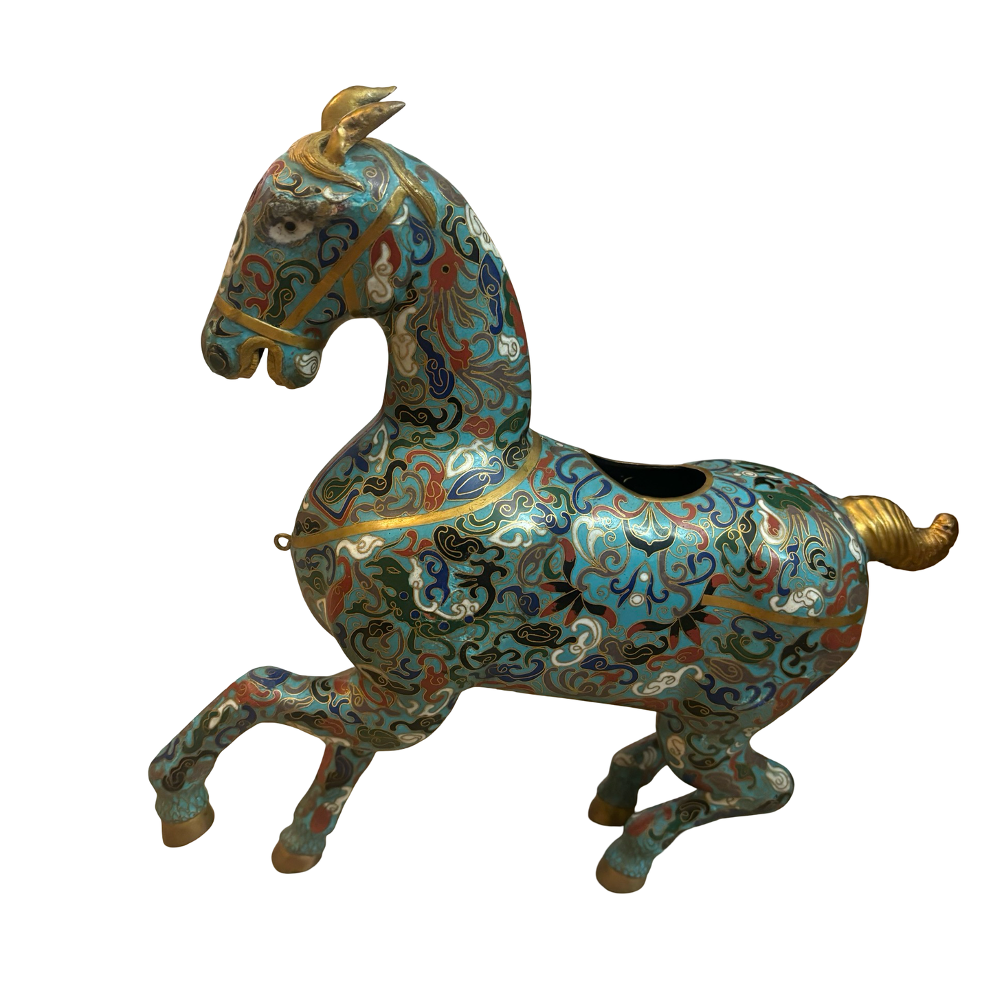 Brass Cloisonné Horse Incense Burner