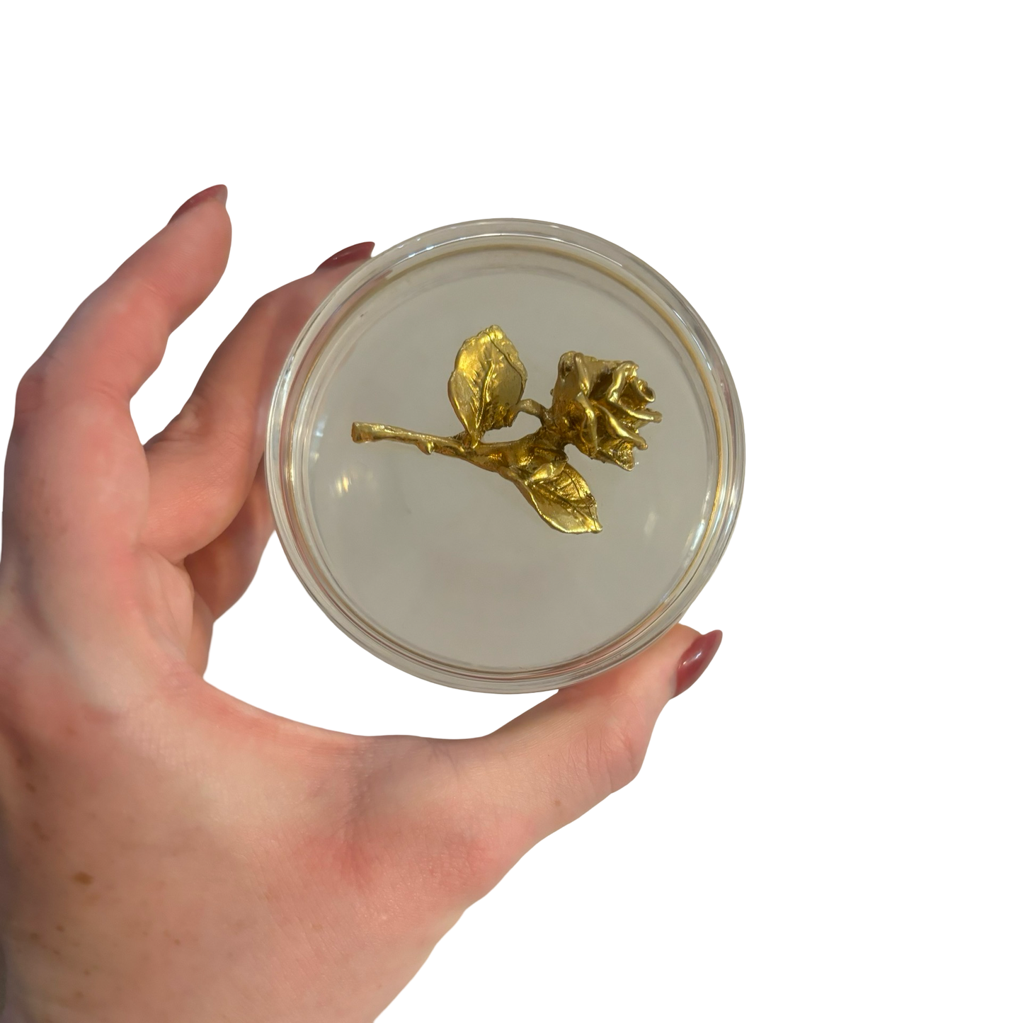 Glass Golden Rose Boudoir Box