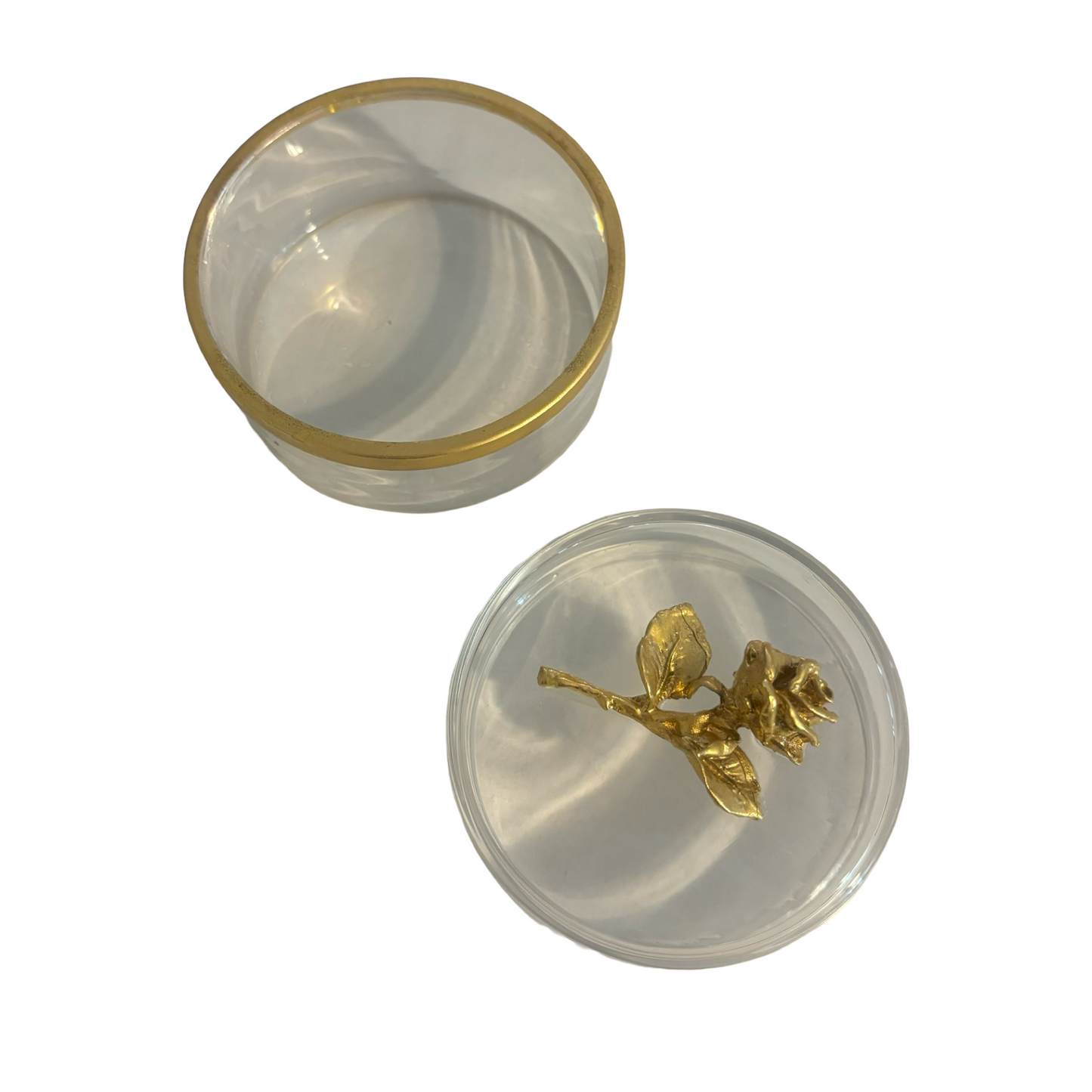 Glass Golden Rose Boudoir Box