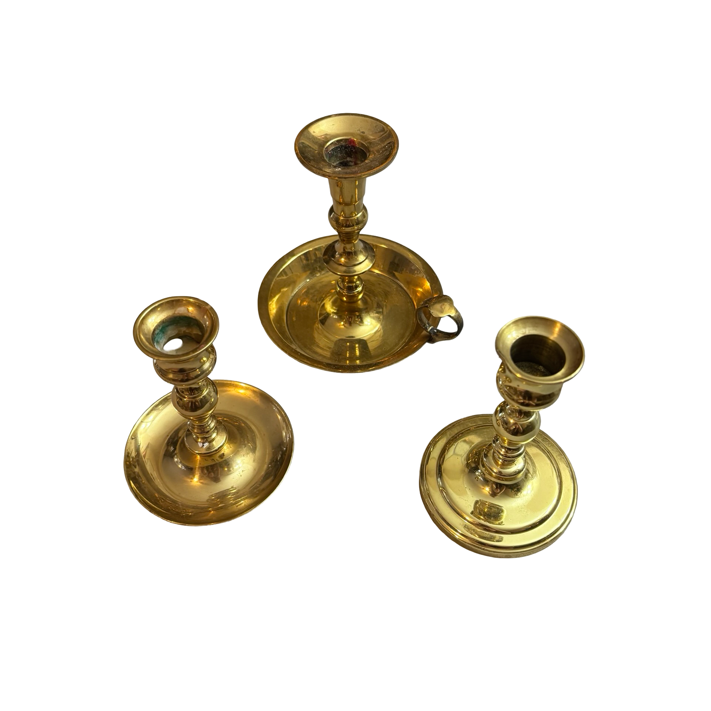 Trio of Brass Candlesticks