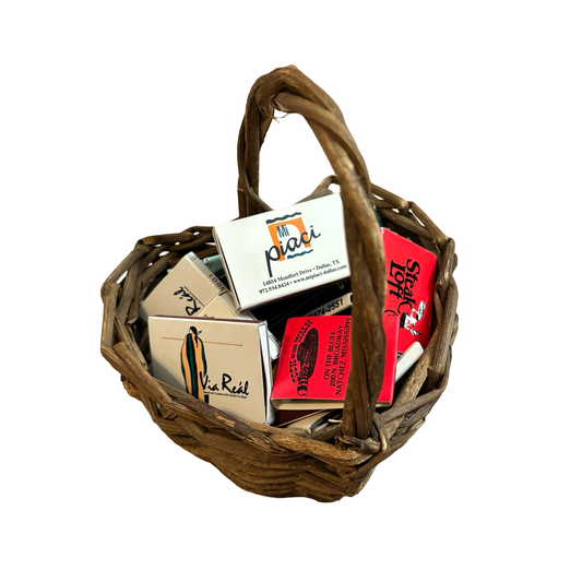 Wooden Heart Basket Filled with Matchbooks