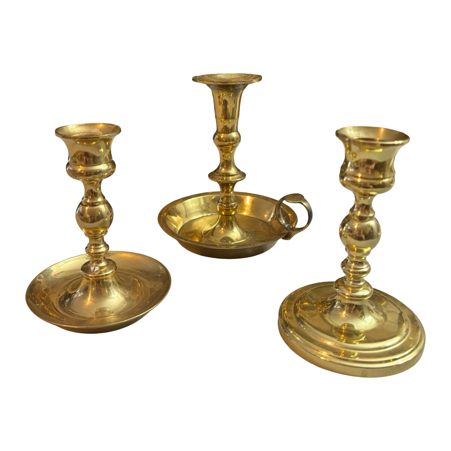 Trio of Brass Candlesticks