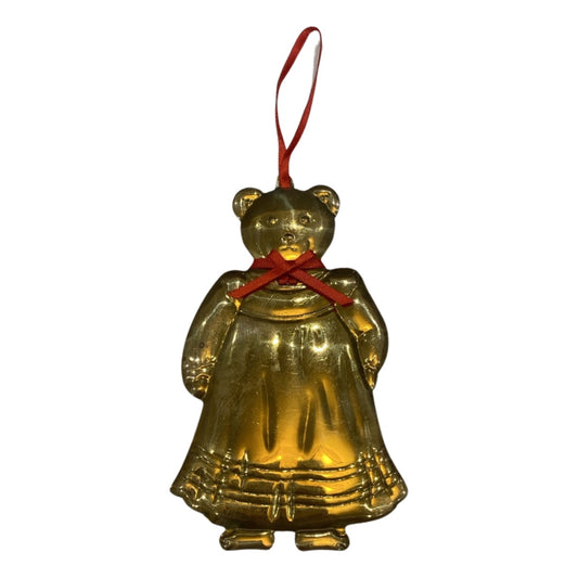 Brass Teddy Bear Girl Ornament